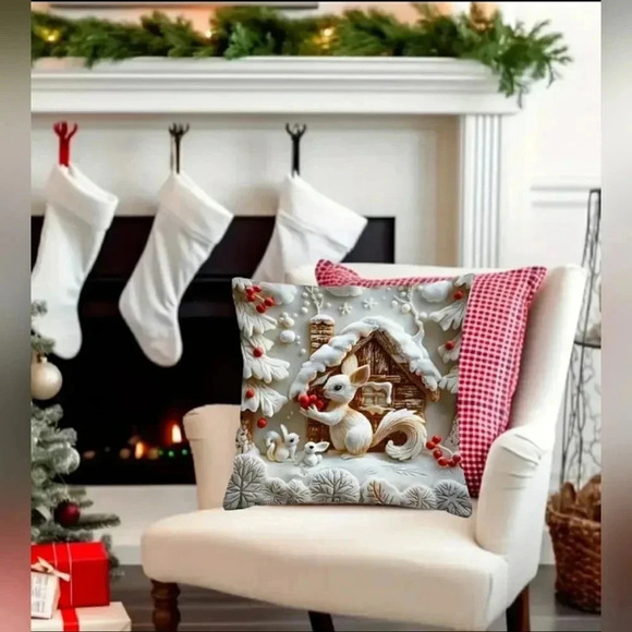 Holiday Gingerbread House Christmas Pillow Cover - Picture 1 of 7